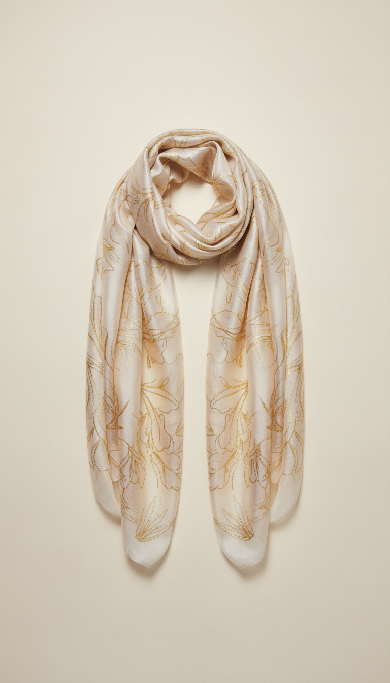 Pearl veil gold-embellished scarf