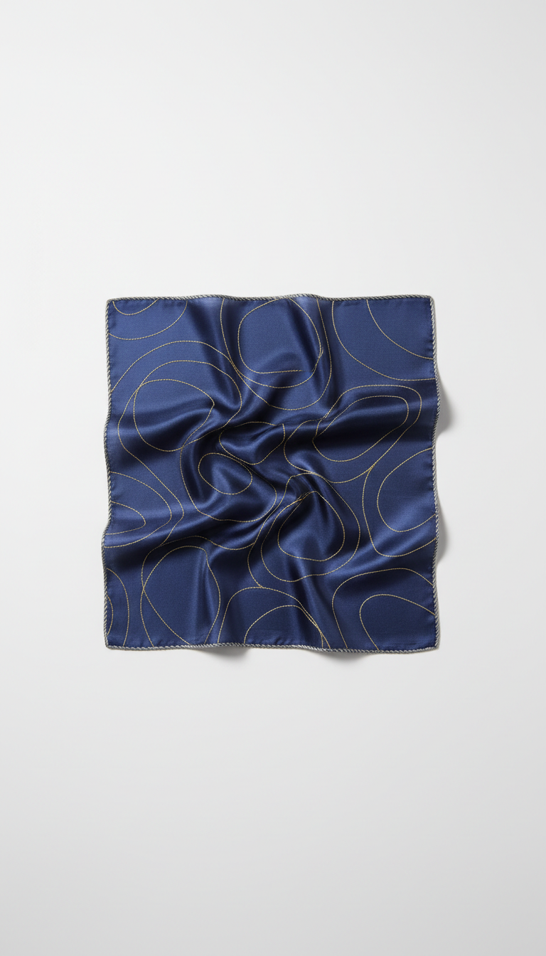 Midnight silk rectangular scarf with 24k gold accents